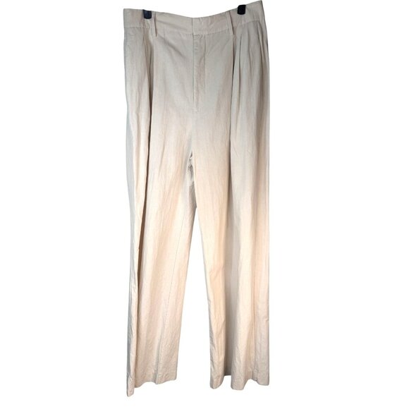 2/$30 ZARA Womens Size Large Wide-Leg Linen-Blend Pants - Picture 2 of 16
